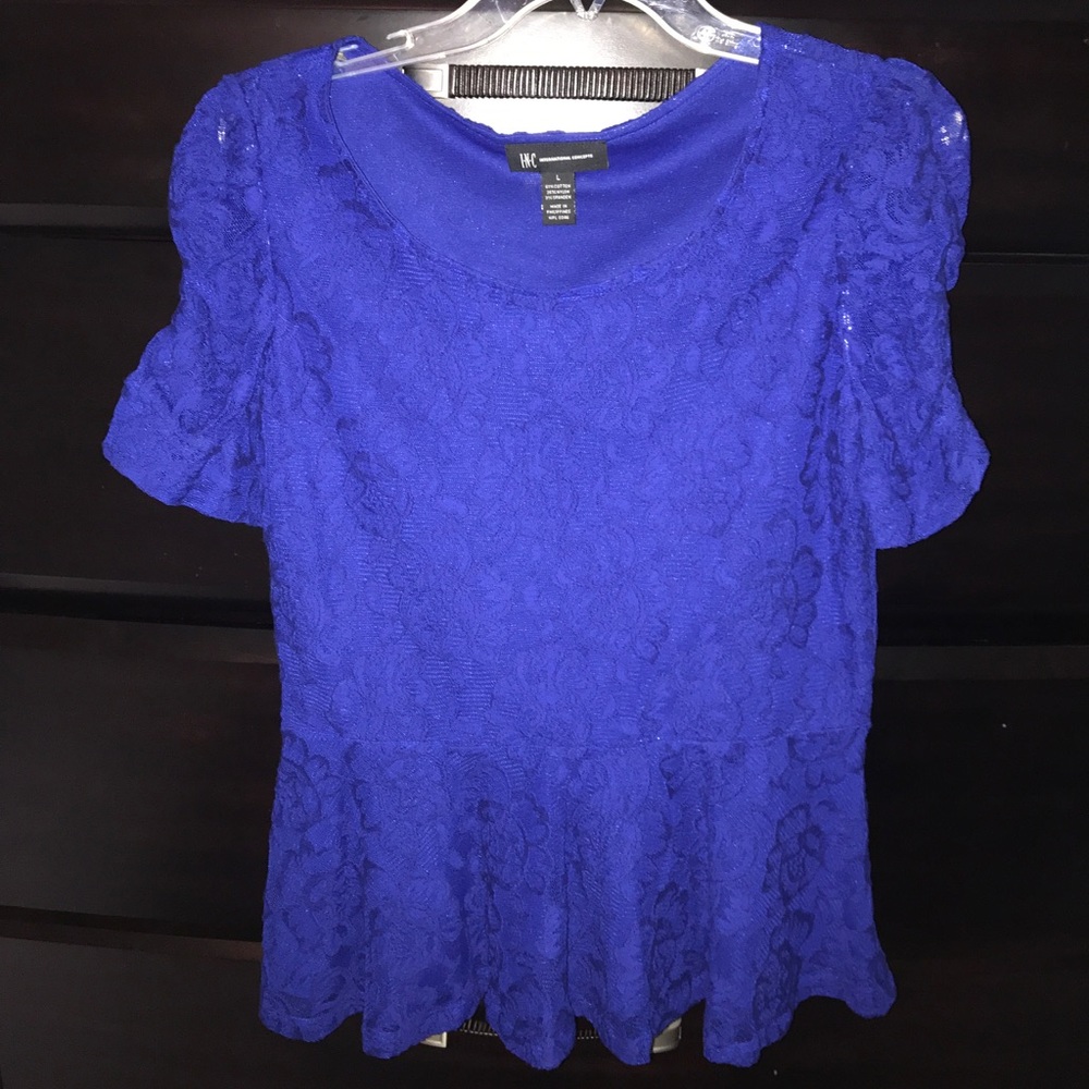INC Royal blue lace peplum top - Sz. L