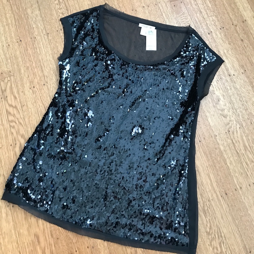 Arden B black sequins top - L