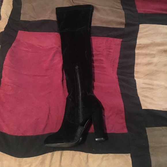 Velvet Over The Knee Boots - Picture 2 of 6