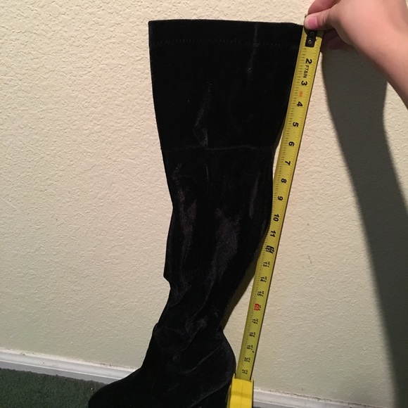 Velvet Over The Knee Boots - Picture 4 of 6