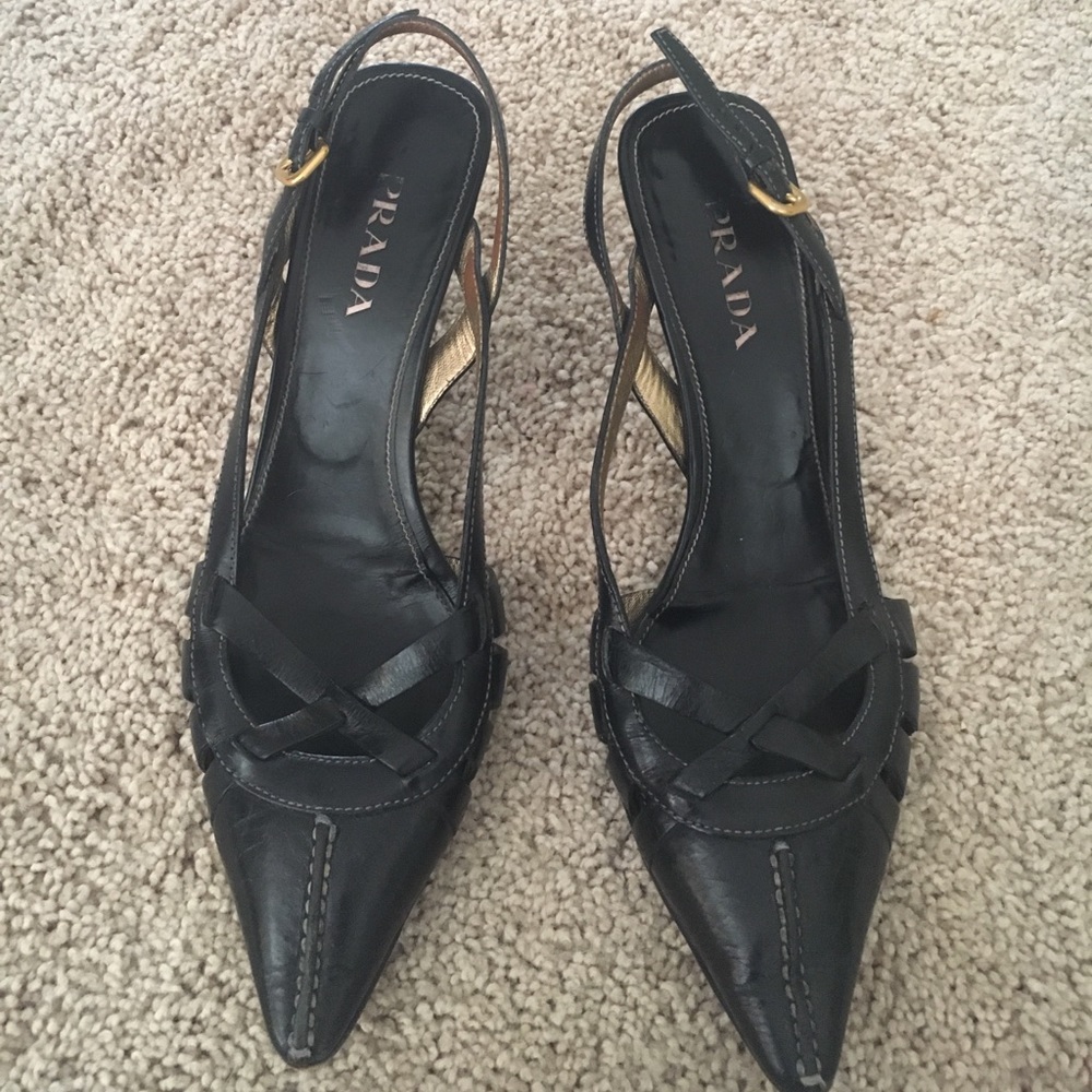 Black sling backs