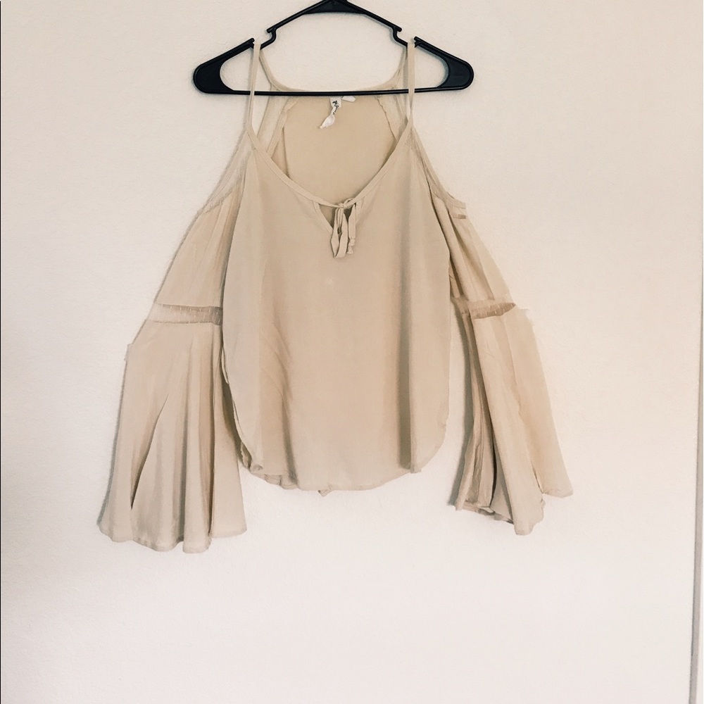 Others Follow cream cold shoulder bell sleeve top