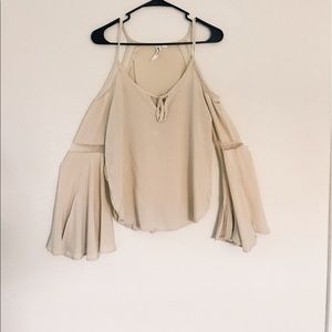 Others Follow cream cold shoulder bell sleeve top