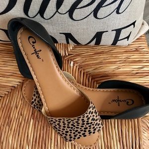 D'Orsay Cheetah Open Toe Flats