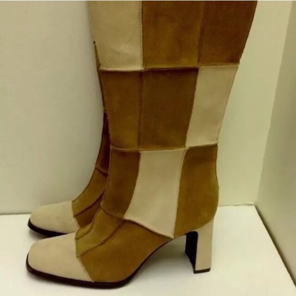 NIB Prima Brown & Beige Patchwork Boots 7M - Picture 2 of 2