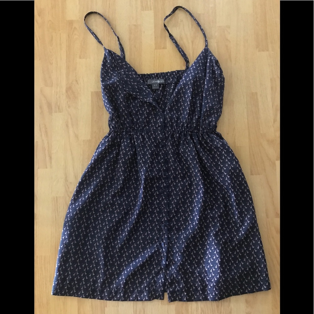 Adorable dark blue and pink bow dress