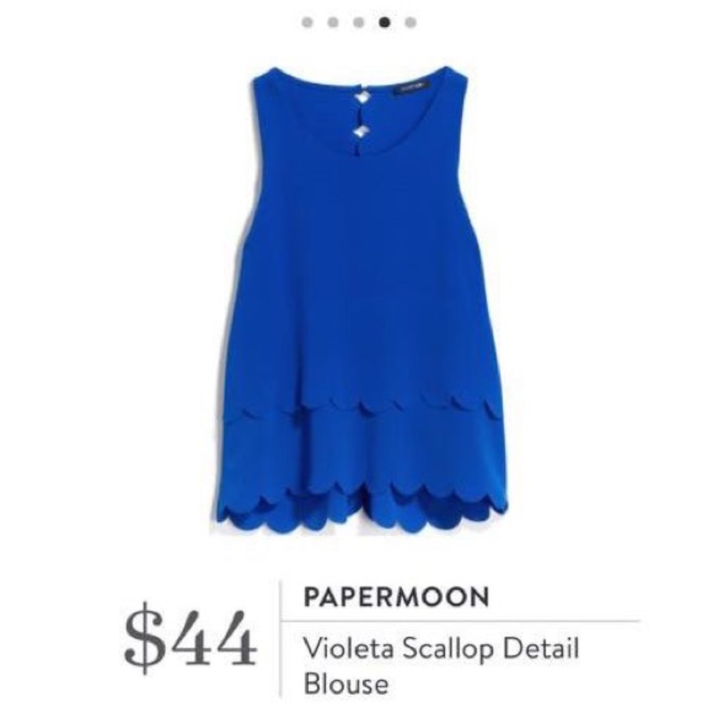 NWT Papermoon Blue Scalloped Open Back Blouse