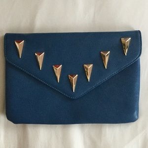 Blue and Gold Accented Clutch Handbag