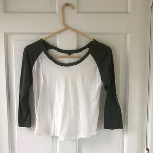 Brandy Melville White and Gray Baseball Tee