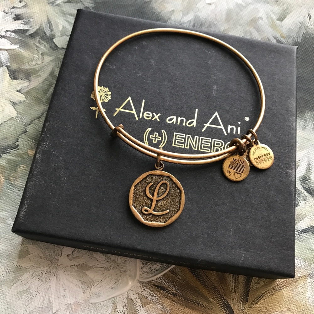 Alex and Ani Gold L Initial Bangle