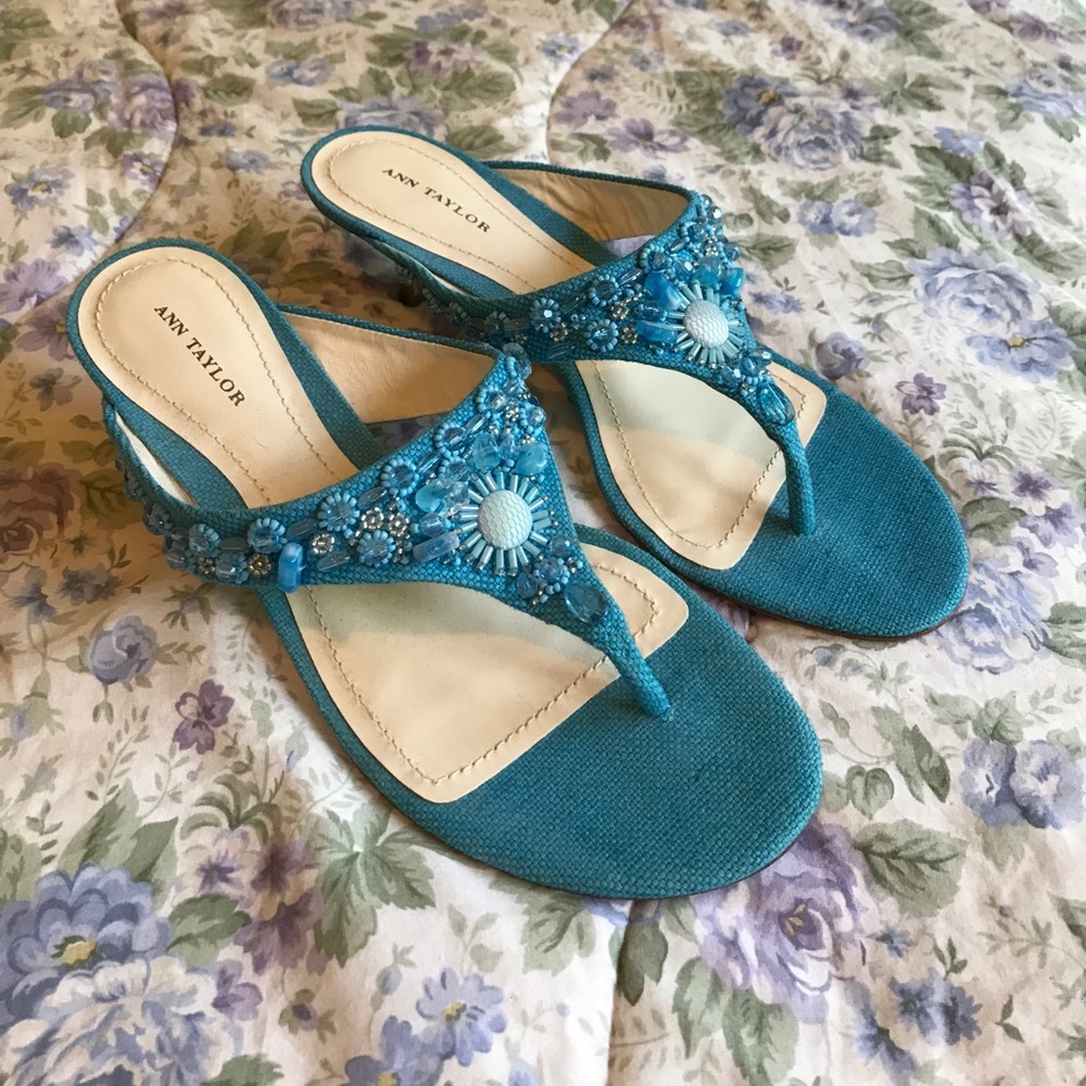 Ann Taylor Kitten Beaded Sandals.  EUC!