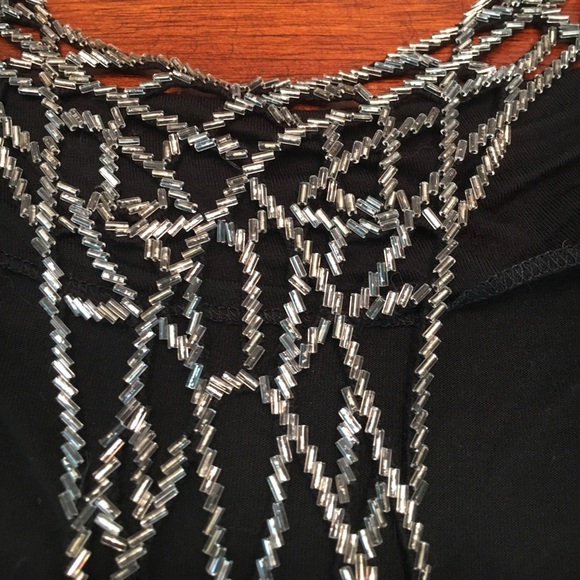 Express Black Draped Neck Beaded Racerback Sz:S - Picture 2 of 8