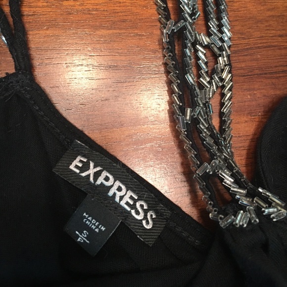 Express Black Draped Neck Beaded Racerback Sz:S - Picture 5 of 8
