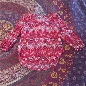 Red and White Blouse-Wishful Park