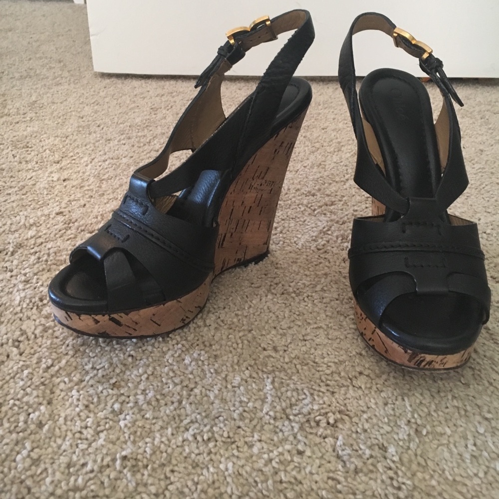 Cork wedge heels