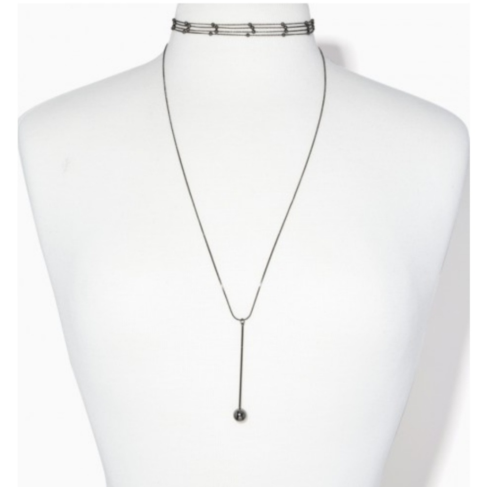 Charming charlie layered gunmetal choker