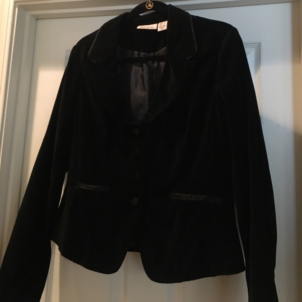 DKNY black velvet blazer sz L