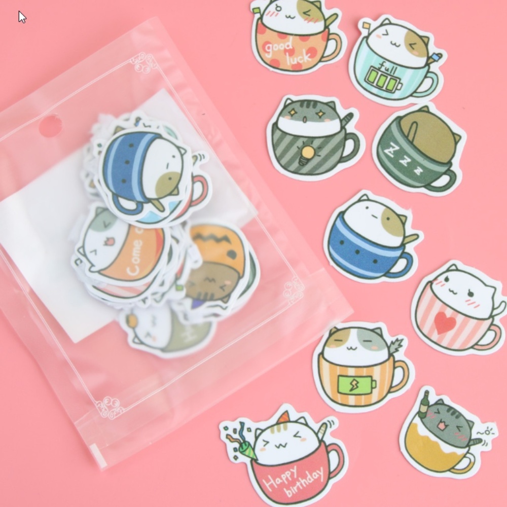 20 pcs Cute Cat Paper Stickers