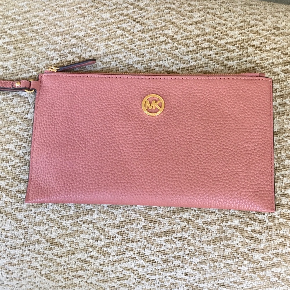 Michael Kors Leather Zip Clutch