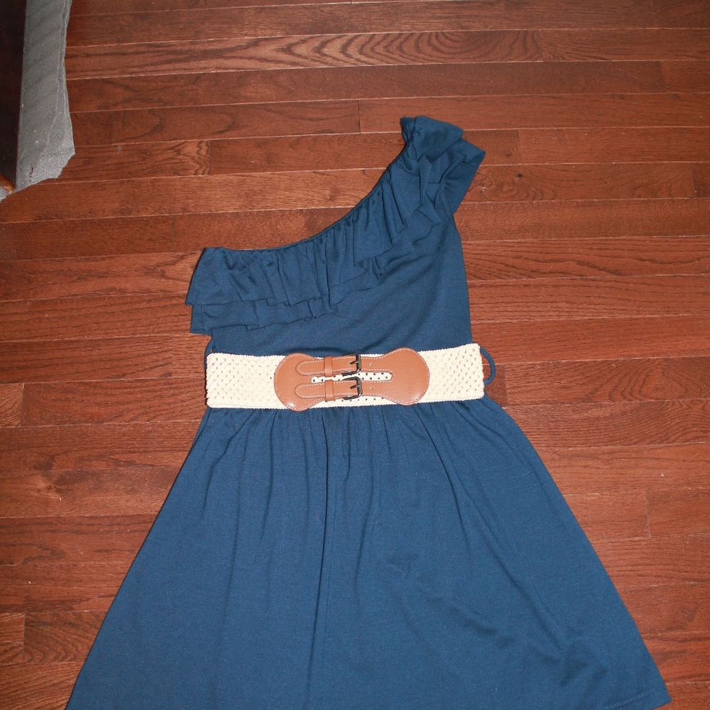 Navy One-shoulder Dress