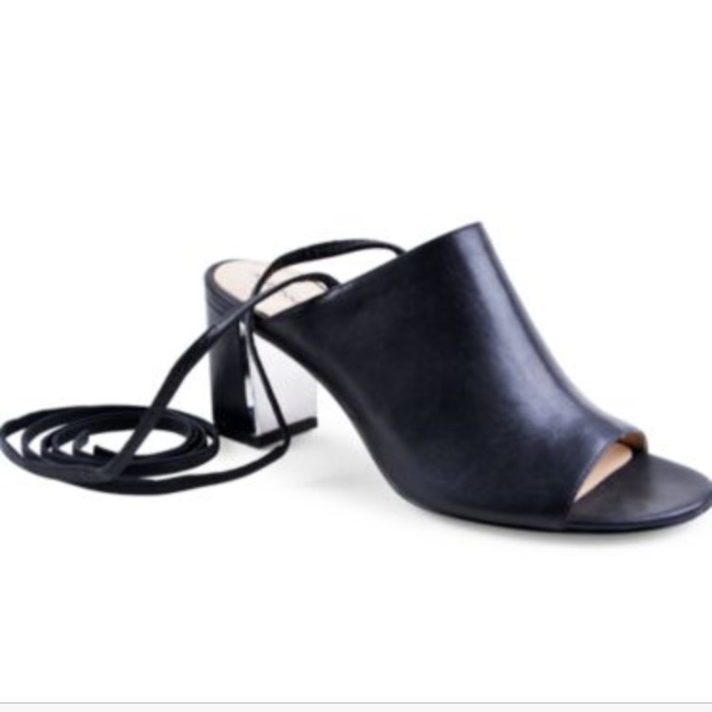 NWT black leather tie slide