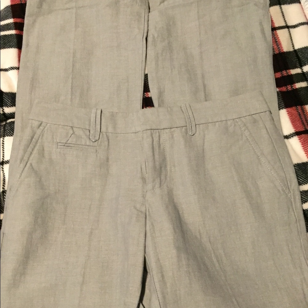 Gray hip slung pants from Gap.