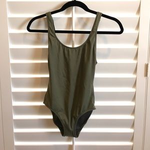 Solid And Striped One Piece Swim - XS