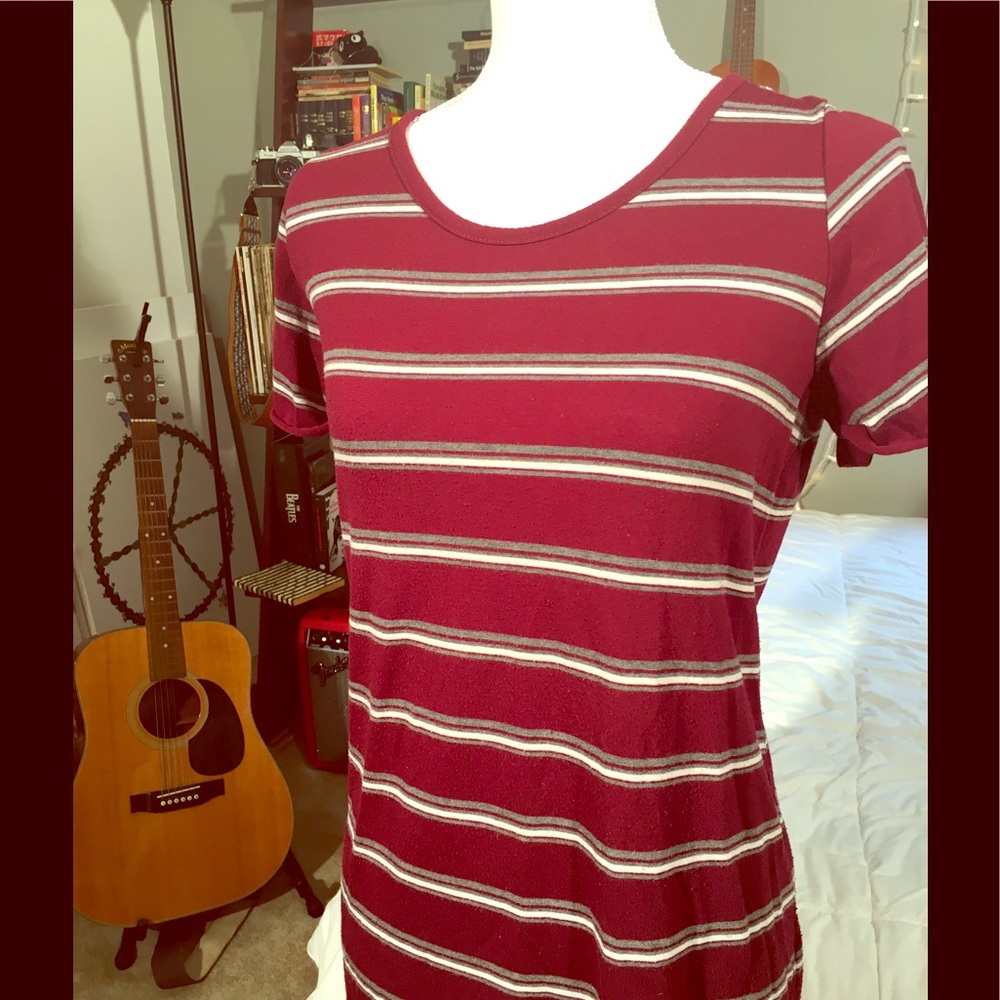 Cotton On Burgundy Striped Tshirt Dress