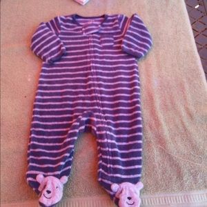 Carters stripped zip up pajama with bear feet