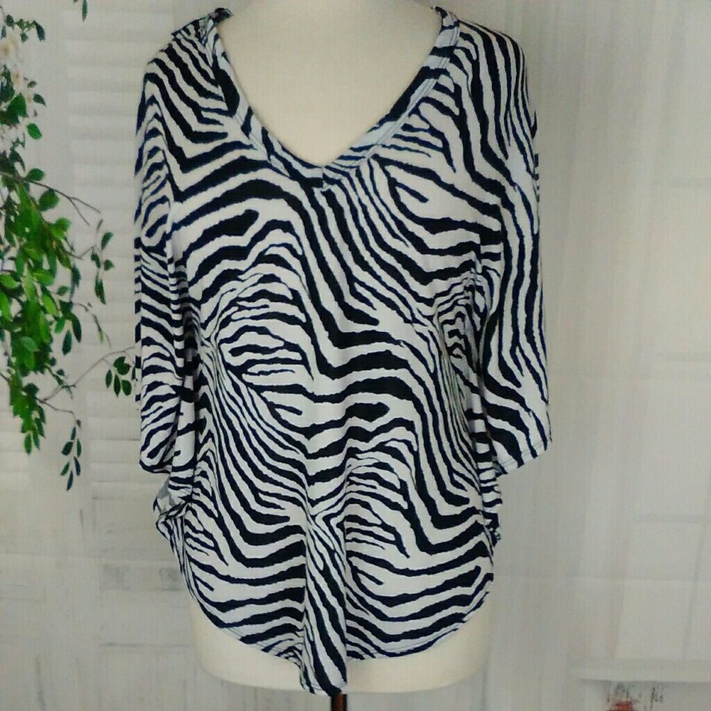Zebra Strip Top Black lace back