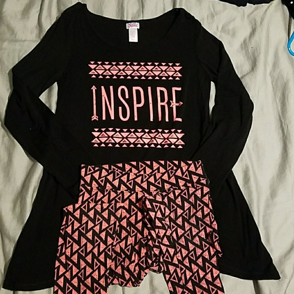 Justice Aztec print top and matching leggings