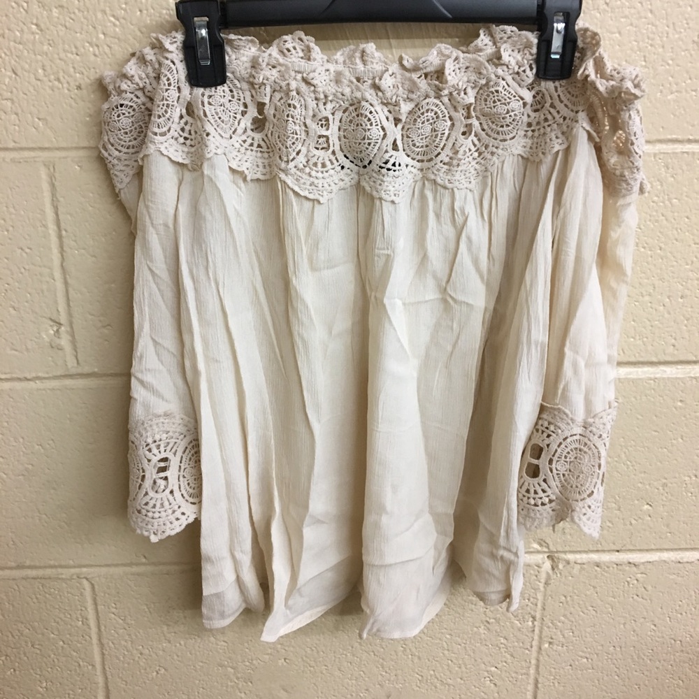 Forever 21 Off The Shoulder Cream Top