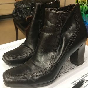 Black Leather Heeled Boots