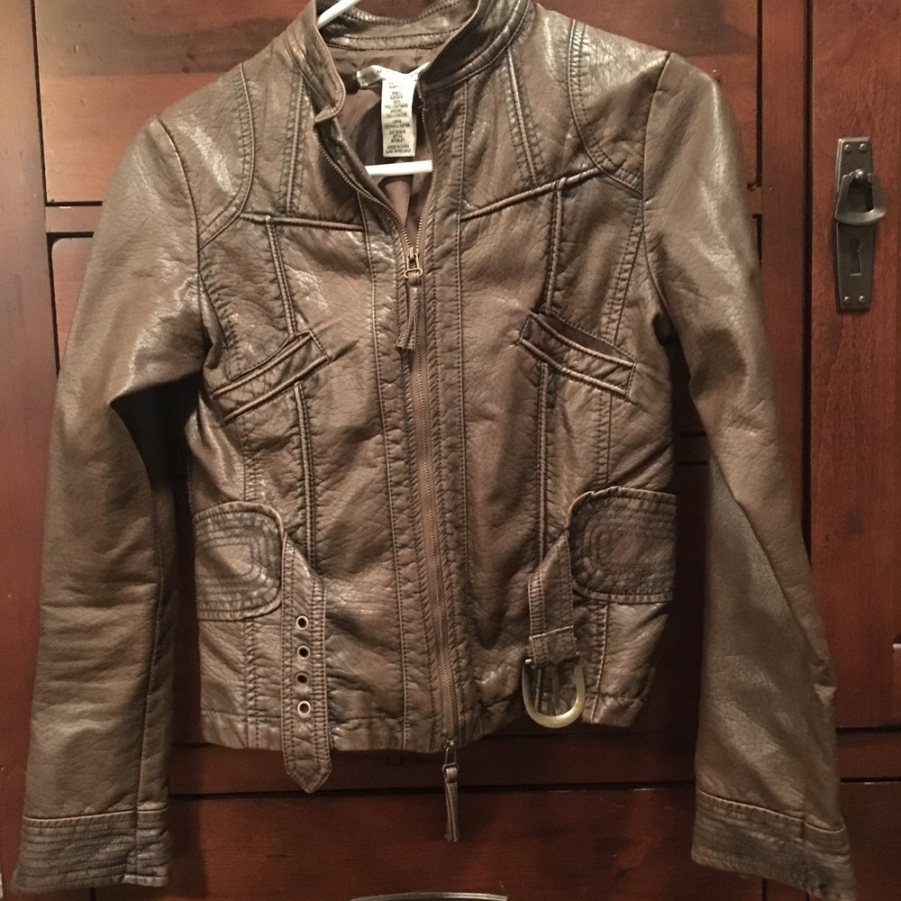 Faux leather jacket chocolate brown