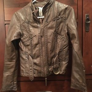 Faux leather jacket chocolate brown