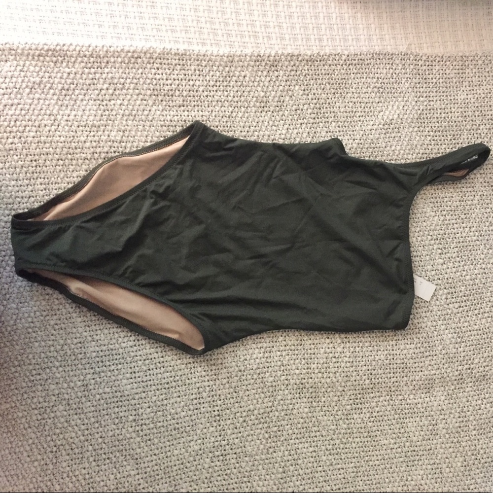 J Crew olive green one strap bathing suit