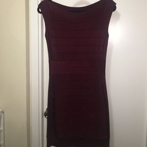 French Connection Burgundy Bandage Mini Dress
