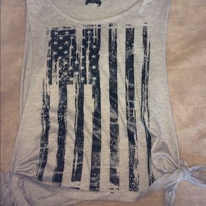 cut sleeve american flag shirt