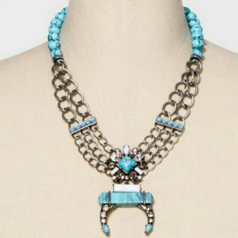 NWT Baublebar Squash Blossom turquoise necklace