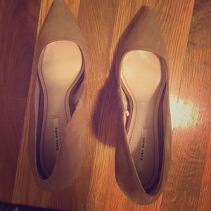 Nude suede Zara heels..size 7!