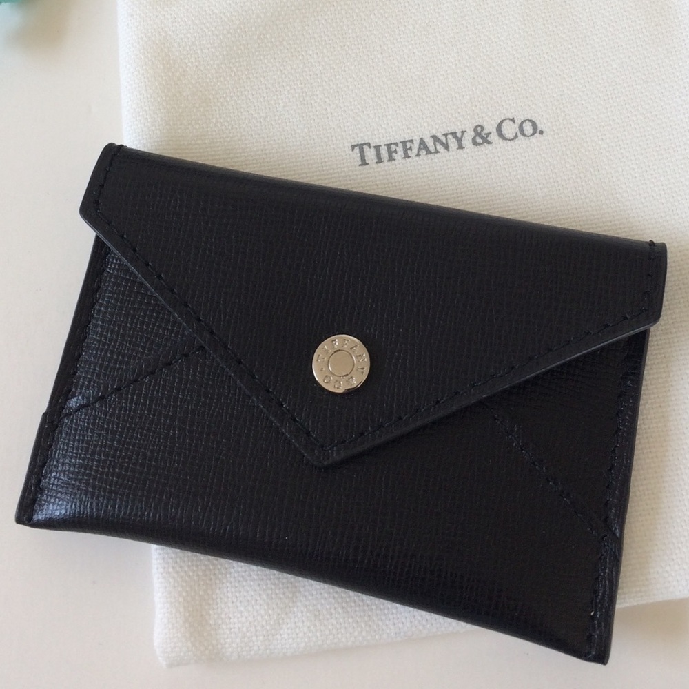 Tiffany & Co. Black Leather Envelope Card Case