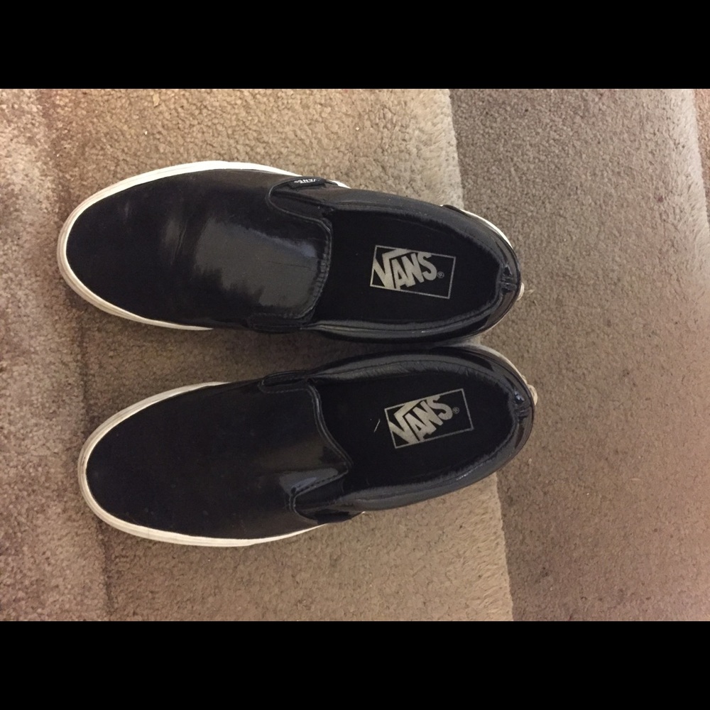 Leather slip on black vans
