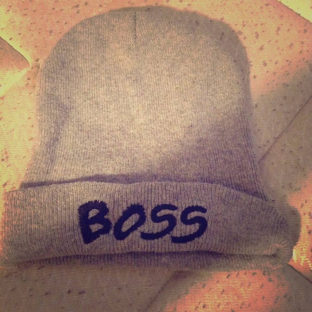 BOSS grey and black beanie