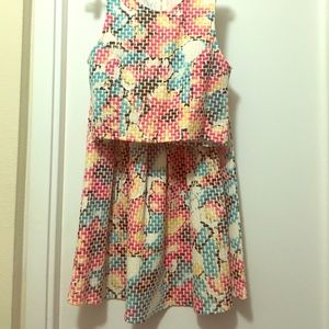 Two piece colorful skirt and crop top