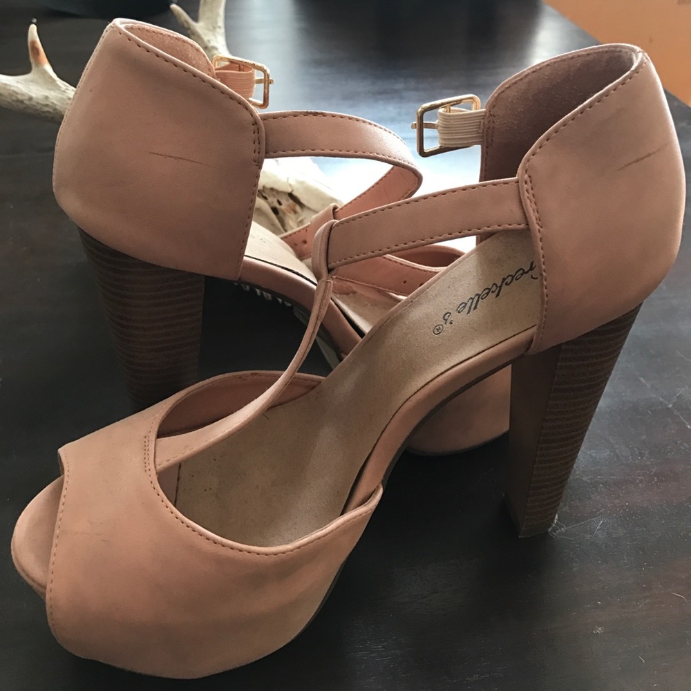 Nude Faux Leather Platform Pumps