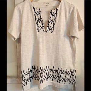 Madewell v-neck embroidered top