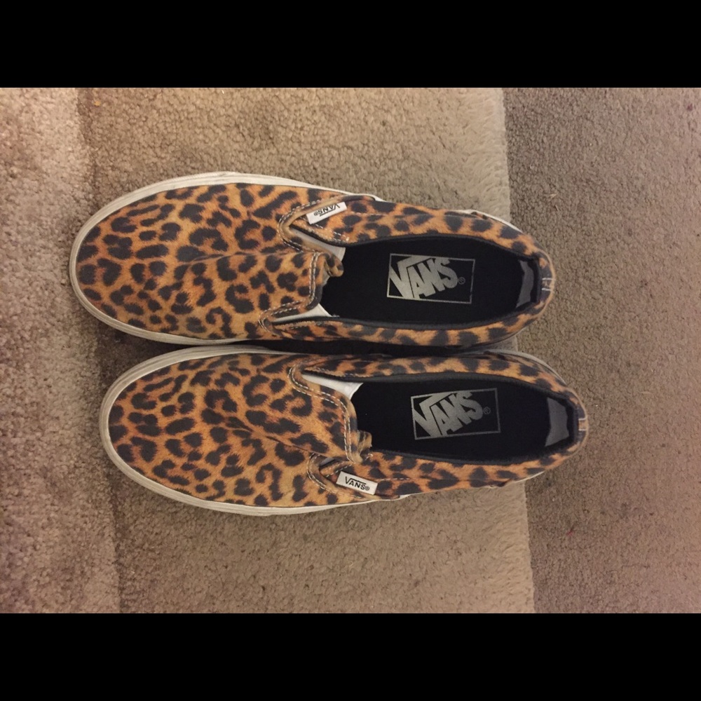 Leopard print slip on vans