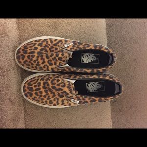 Leopard print slip on vans
