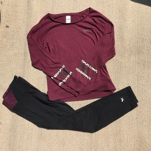 Maroon themed PINK VS leggings and long sleeve
