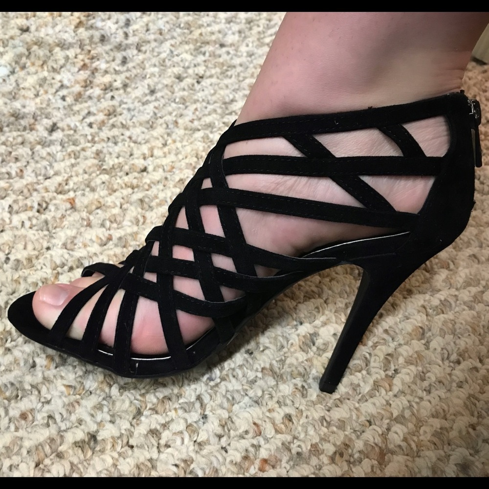 Anne Michelle Strappy Black Heels